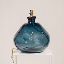 Load image into Gallery viewer, Large Blue Recycled Glass Lamp - with any Crawia, Heli or retro lampshade