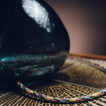 Load image into Gallery viewer, Blue Recycled Glass Lamp Small - with custom old map lampshade