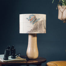 Load image into Gallery viewer, Light Wood Lamp Base - with custom old map lampshade