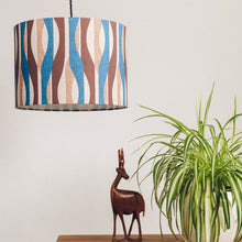 Llwythwch y ddelwedd i wyliwr yr Oriel, Lampshêd Retro Glas a Brown