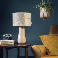 Load image into Gallery viewer, Light Wood Lamp Base - with custom old map lampshade