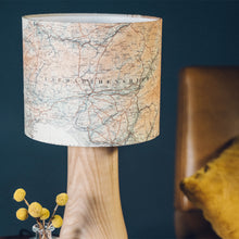 Load image into Gallery viewer, Light Wood Lamp Base - with custom old map lampshade