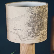 Load image into Gallery viewer, Light Wood Lamp Base - with custom old map lampshade