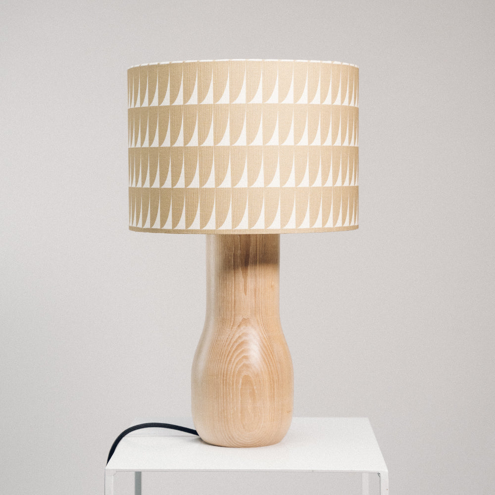 Light Wood Lamp Base - with one of 4 Heli pattern lampshades