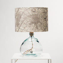 Load image into Gallery viewer, Clear Recycled Glass Lamp Small - with custom old map lampshade
