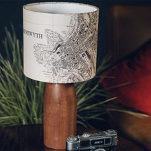 Load image into Gallery viewer, Dark Wood Lamp Base - with custom old map lampshade
