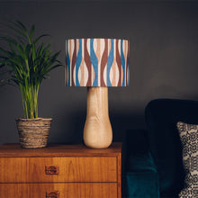 Load image into Gallery viewer, Light Wood Lamp Base - with one of 8 retro pattern lampshades
