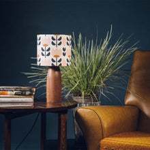 Load image into Gallery viewer, Dark Wood Lamp Base - with one of 8 retro pattern lampshades

